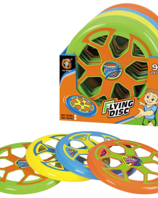 Létající talíř 23cm Klasický plastový létající talíř (frisbee) o průměru 23 cm je ideální hračkou pro aktivní zábavu pod širým nebem. Je lehký
