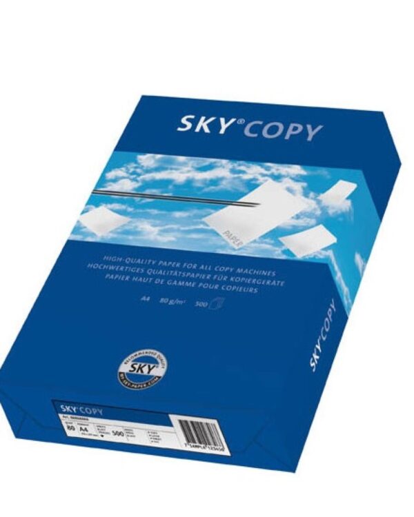 SKY COPY A4/80gr xerografický papír/500listů Cerografický papír SKY COPY formátu A4 v gramáži 80g je určen pro každodenní černobílý tisk a kopírování. Představuje ekonomickou a spolehlivou volbu pro velkoobjemové zpracování dokumentů v kancelářském i domácím prostředí.