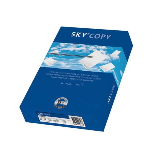 SKY COPY A4/80gr xerografický papír/500listů SKY COPY A4/80gr xerografický papír/500listů Cerografický papír SKY COPY formátu A4 v gramáži 80g je určen pro každodenní černobílý tisk a kopírování. Představuje ekonomickou a spolehlivou volbu pro velkoobjemové zpracování dokumentů v kancelářském i domácím prostředí.