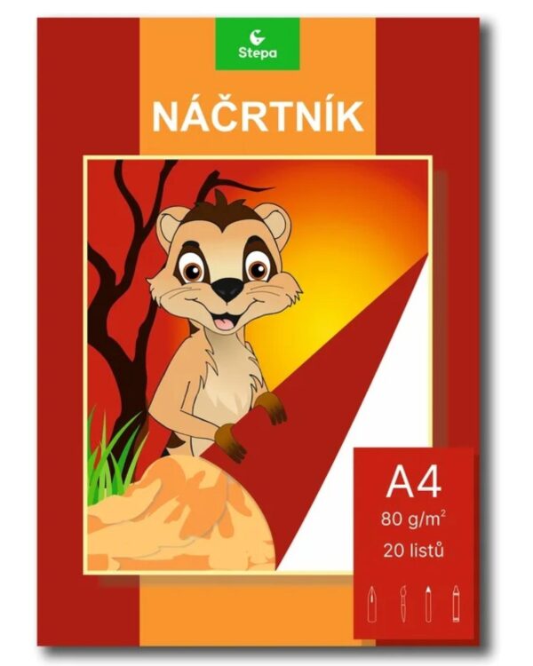 Náčrtník A4/20 listů Náčrtník formátu A4 nabízí 20 listů kvalitního recyklovaného papíru s gramáží minimálně 80 g/m2. Díky praktické vazbě lepené po kratší straně a zpevňující hřbetní pásce jsou listy pevně drženy pohromadě