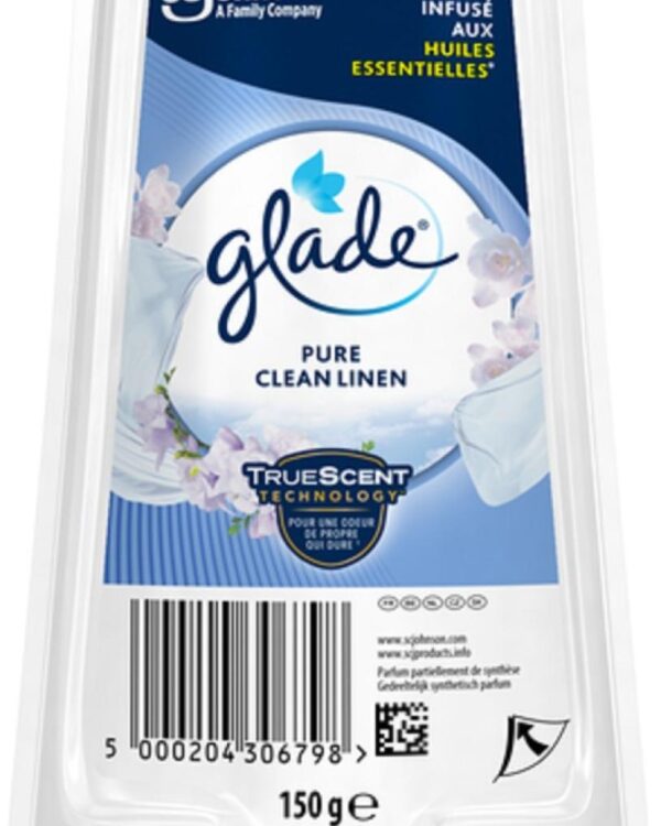 WC gel osvěžovač Brise 150g/vůně čistoty Gelový osvěžovač značky Glade. Přináší svěžest do vašeho domova po celé týdny. Po vybalení z ochranné fólie okamžitě zbavuje místnost nepříjemných pachů a osvěží prostředí vašich domovů. Rychle a účinně osvěží vzduch v ložnicích