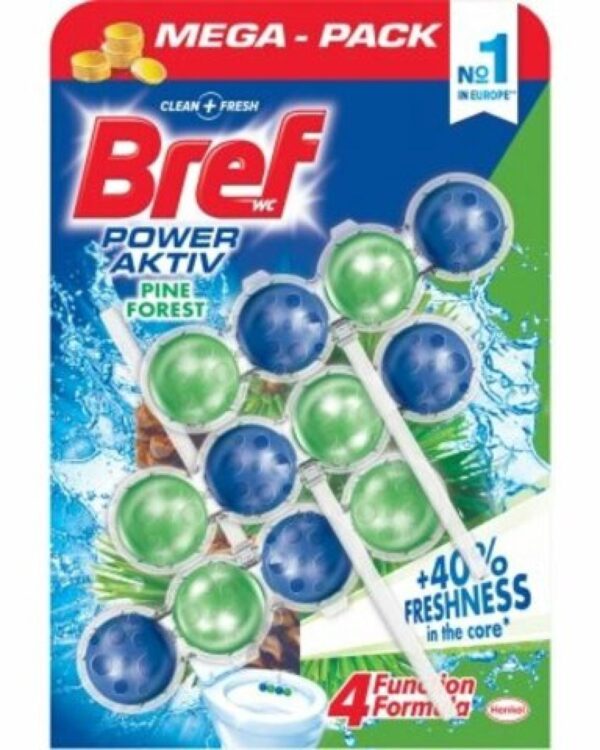 WC závěs BREF power aktiv kuličky 3ks/bal borovice WC závěs BREF Power Aktiv Pine Forest 3 x 50 g kuličky