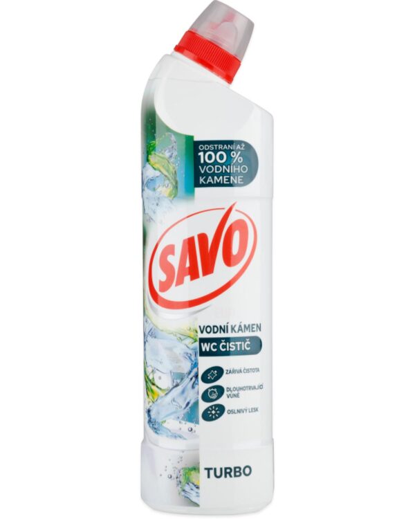 Savo WC gel 700ml 3v1 na rez a vodní kámen Turbo Savo WC gel je tekutý čisticí a dezinfekční přípravek turbo