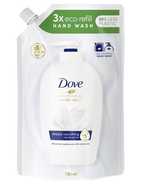Mýdlo tekuté Dove náhradní náplň 750ml Dove Original v praktickém balení jako náhradní náplň – ideální pro doplnění dávkovače tekutého mýdla. Jemné složení s 1 hydratačního krému zanechává pokožku rukou hebkou