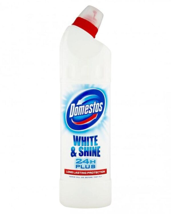 Domestos WC White & Shine 750ml Domestos 24H Plus tekutý čisticí a dezinfekční přípravek je určený k čištění a dezinfekci silně znečištěných míst a zejména tam