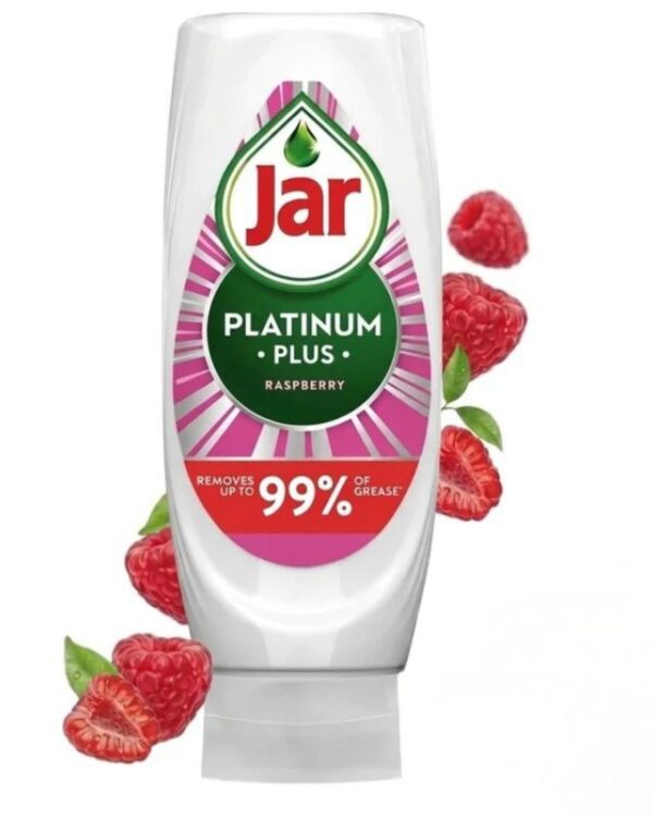 JAR na nádobí - jednoduché dávkování 545ml Malina Jar Raspberry je tekutý prostředek na ruční mytí nádobí určený pro každodenní použití v domácnosti. Pomáhá při mytí nádobí a díky parfemaci s vůní malin zanechává při používání příjemnou svěží vůni.