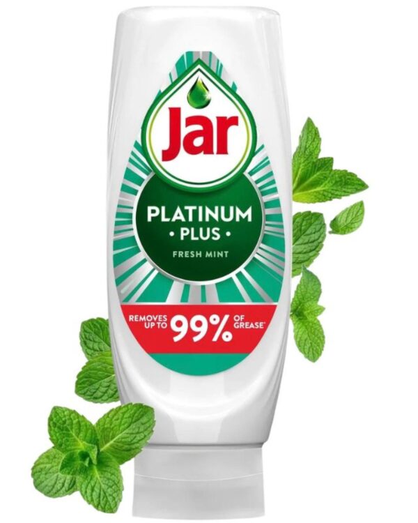 JAR na nádobí - jednoduché dávkování 545ml Máta Jar Fresh Mint je tekutý prostředek na ruční mytí nádobí určený pro každodenní použití v domácnosti. Pomáhá při mytí nádobí a díky parfemaci s vůní máty zanechává při používání příjemnou svěží vůni.