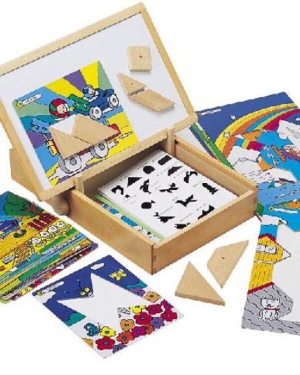DÁREK - Hra Skládej tvary do obrázků Tangram magnetický Vytvářejte obrázky pomocí tvarů. Tato sada je navržena tak
