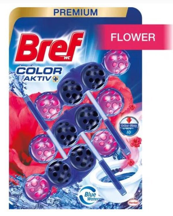 WC závěs BREF barvící vodu aktiv kuličky 3ks/bal svěží květ WC závěs BREF Color Aktiv Flower 3 x 50 g kuličky